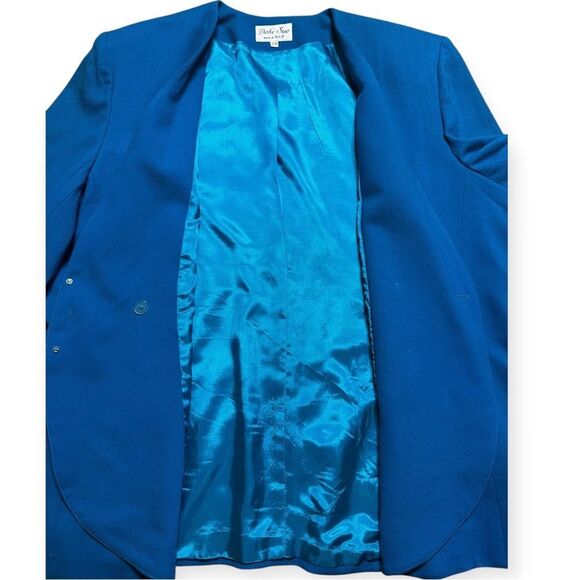 Vintage Debi Sue Blazer Women’s 24 Plus Blue Power Shoulder Single Button USA - Picture 3 of 8